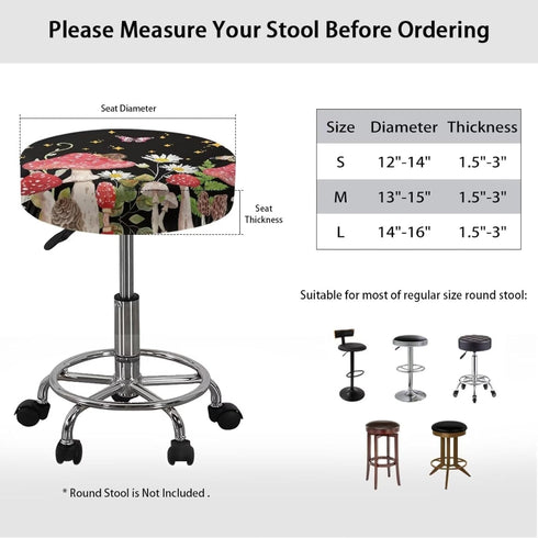 Kuiaobaty Round Chair Cover Pack of 2 pcs Bar Stool Cover Elastic Comfy Round Seat Cover Vanity Chairs Cover Slipcover for Home Office Bar Decor 1...