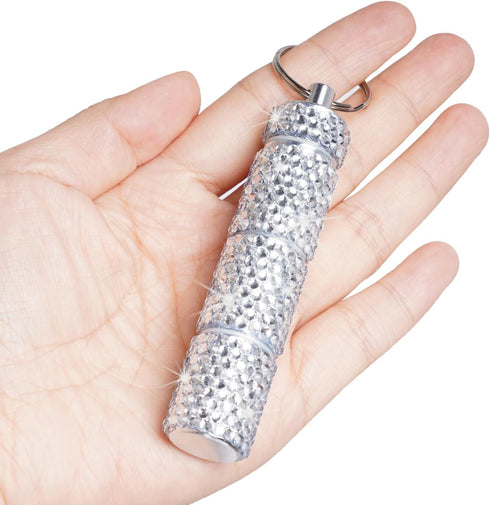 Bling Pill Case Pill Box Pill Organizers with Keychain Rhinestone Portable Pill Holder Waterproof Glitter Pill Storage Container for Indoor Outdoo...