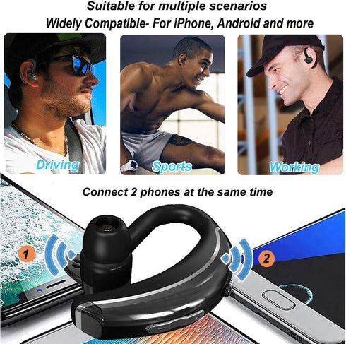 Wireless Earpiece Voice Command Wireless Headset Noise Cancelling Wireless Headset in-Ear Headphone Business Earphones Compatible with Android iOS...