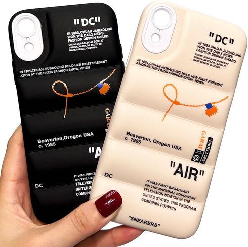 Sports Shoes Brand Puffer Silicone Phone Case for iPhone XR 6.1 inch, Sneakers Ins Classic Cool Label Pattern Soft TPU Full Body Protective Puffy ...