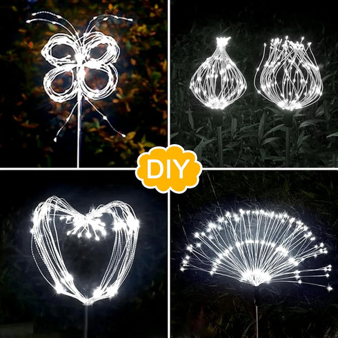 2 Pack Solar Firework Lights, 300 LEDs Solar Lights with 8 Modes, Waterproof Firework Lights, Copper Wire Firework Lights, Pathway Decorative Ligh...