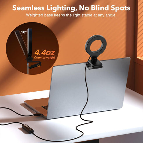 Ring Light for Laptop/Computer,Zoom Call, 4'' Small Video Conference Lighting with Webcam Style Mount and Tripod,3 Light Modes&10 Brightness Level...