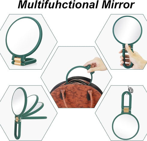 1x 30x Magnifying Travel Mirror, Hand Mirror with Handle - Double Side Hand Held Mirror with 1x30x Magnification & Foldable Handle, Portable Trave...