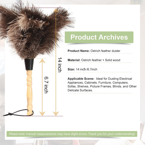Ostrich Feather Duster, 14-Inch, 2-Pack, Reusable Design for Effortless Cleaning of Delicate Items, Antiques, Electronics, and More – Ideal for Ho...