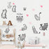 Cartoon Cats Wall Decals - MAIYU 9 Cute Kittens with Butterfly Heart Paw Print Wall Stickers for Kids Bedroom Living Room Nursery Home Decorations...