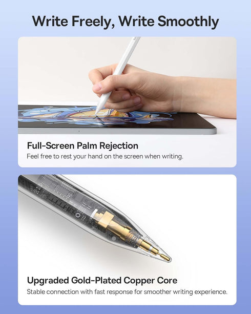 Stylus Pen for iPad(2018-2022),Baseus Stylus Pen Support Wireless Charging, with Tilt Control, Full Screen Palm-Rejection Compatible with Apple iP...