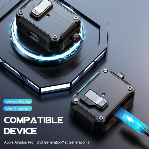 Compatible with AirPods Pro 2nd/1st Generation Case Cover,with Cleaner kit & Replacement Ear Tips, Automatic Snap Switch Secure for Charging Case[...