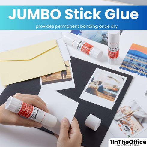 1InTheOffice Jumbo Glue Sticks, Kids Glue Sticks, School Glue Sticks, 1.4oz, Washable, 6 Pack...