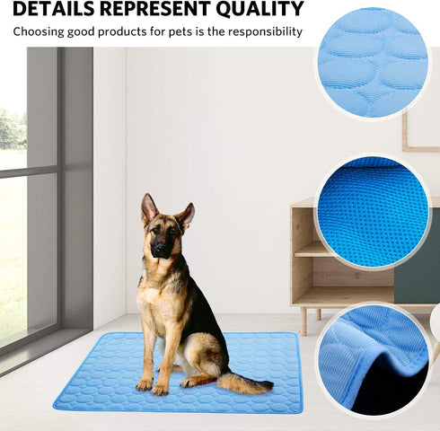 Dog Cooling Mat Pet Cooling Pads Dogs & Cats Pet Cooling Blanket for Outdoor Car Seats Beds (Blue, 28IN * 40IN)...