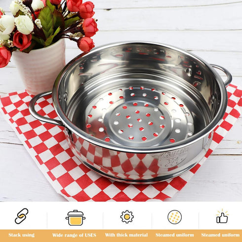 Stainless Steel Steamer Pot 7 Inches Round Cooking Rack Food Steamer Basket Insert for Kitchen Dim Sum Dumplings Bun(18cm)...