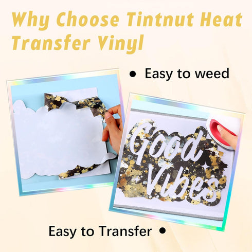 Tintnut Splash Heat Transfer Vinyl Roll - 12 Inch x 5ft Black Gold Watercolor Ink Patterned HTV Splatter Iron On Vinyl DIY T-Shirts Hats Clothes C...