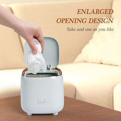 Mini Countertop Trash Can with 12 Rolls of Trash Bags, Desk Trash Can Tiny Trash Can with Press Type Lid, Desktop Trash Can Applicable for Bathroo...