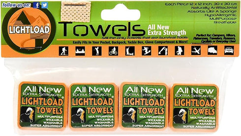 Lightload Travel Towels Compressed for Hand/Face Washable Disposable Non Microfiber Magic Towel Quick Dry Mini Pack .2 oz 4 Pack 12x12...