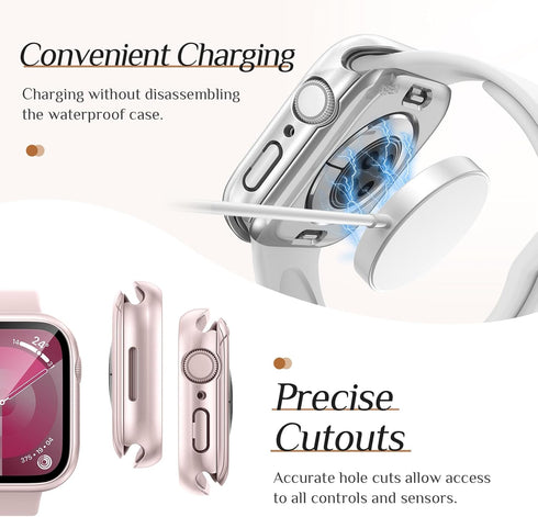 2-Pack Goton Waterproof Apple Watch Case for Series 9 8 7 Screen Protector 45mm, 360 Protective Glass Face Cover + Back Bumper for iWatch Accessor...