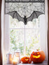 ANPHSIN Halloween Black Lace Spiderweb- 2 Pcs Bat Curtain Window Valance Cobweb Tablecloth Shower Curtains Fireplace Mantles Scarf Cover for Home ...