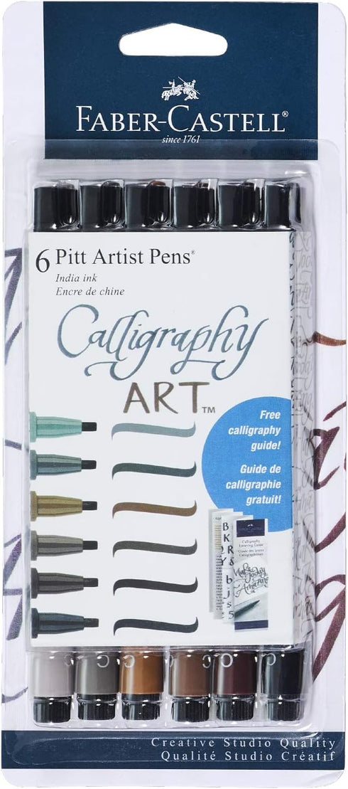 Faber-Castell Calligraphy Pitt Artist Pen Set - 6 Subtle Toned Calligraphy Pens...