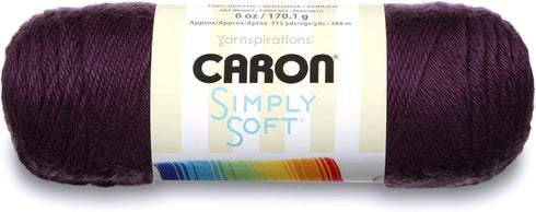 Caron Simply Soft Solids Yarn, 6oz, Gauge 4 Medium, 100% acrylic - Purple - Machine Wash & Dry...