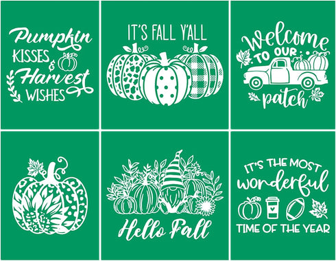 Welcome to Our Patch Self Adhesive Reusable Silk Screen Stencils Fall Quotes Pumpkin Leaves Gnome Autumn Door Hanger Mesh Stencils for Crafts on W...