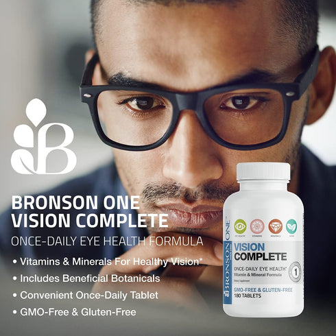 Bronson ONE Daily Vision Complete Eye Health Support Multivitamin Multimineral Supplement Formula, 180 Tablets...