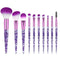 10 Pcs Crystal Unicorn Fan Makeup Brush Set, Professional Face Cosmetics Blending Liquid Foundation Powder Concealer Eye Shadows Make up Beauty Ey...