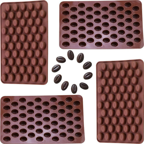 4 x 55 Mini Coffee Beans Chocolate Mold Candy Ice Cube Jelly DIY Cake Decoration Food-Grade Silicone Bakeware Mould Baking Molds...