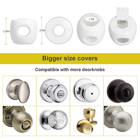 Door Knob Safety Cover for Kids, Child Proof Door Knob Covers, Baby Safety Door knob Handle Cover Lockable Design (4 Pack)...