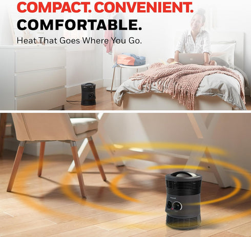 Honeywell HHF360V 360 Degree Surround Fan Forced Heater with Surround Heat Output Charcoal Grey Energy Efficient Portable Heater with Adjustable T...