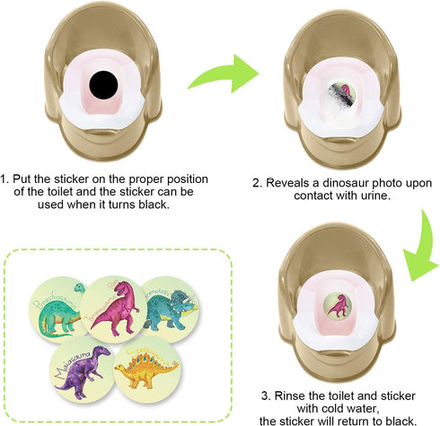 Zonon 10 Pcs Dinosaur Potty Training Stickers Dinosaur Toilet Target Sticker You Pee on Reusable Potty Toilet Targets Color Changing Pee Target fo...