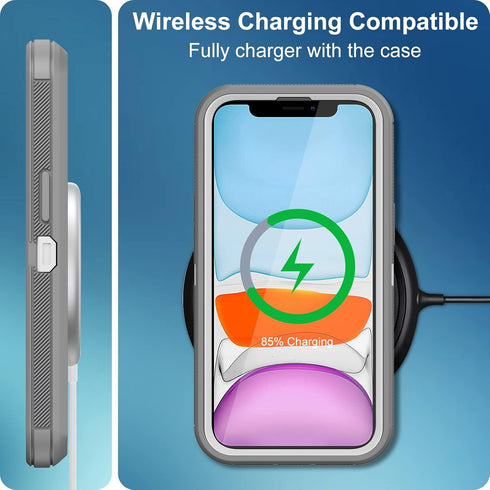 for iPhone 11 Case, with Built in Screen Protector Heavy Duty Drop Protection, Full Body Rugged Shockproof Dust Proof 3- Layer Tough Protective Ph...