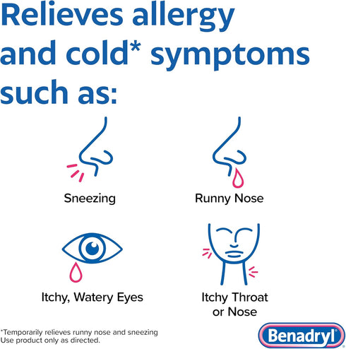 Benadryl Ultratabs Allergy Relief Medicine, 25 mg Diphenhydramine HCl Antihistamine Tablets For Relief of Cold & Allergy Symptoms Like Sneezing, R...