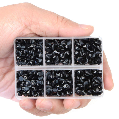 LPBeads 6400 Pieces Hotfix Rhinestones Black Flat Back 5 Mixed Sizes Crystal Round Glass Gems with Tweezers and Picking Rhinestones Pen...