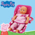 Peppa Pig: Baby Doll Car Seat - Pink & White Dots - Fits Dolls Up to 18" Convertible Into A Feeding Chair, Plastic Shell W/Fabric, Harness Belt, P...
