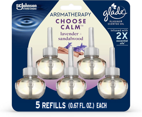 Glade Aromatherapy PlugIns Refills Air Freshener, Scented and Essential Oils for Home and Bathroom, Choose Calm Scent, 3.35 Fl Oz, 5 Count...