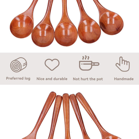 5Pcs Soup Spoons, Wood Soup Spoons Wooden Spoons for Eating Asian Soup Spoon Japanese Style Ramen Noodle Soup Spoons Soup Ladle(Brown)...