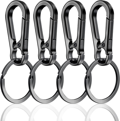 4Pcs Small Keychain Clip Metal Keychain Hooks Black Key Ring Clips for Car Keys Purse Heavy Duty Keychain Holder for Purse Charm Hook Keyring with...