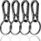4Pcs Small Keychain Clip Metal Keychain Hooks Black Key Ring Clips for Car Keys Purse Heavy Duty Keychain Holder for Purse Charm Hook Keyring with...