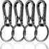 4Pcs Small Keychain Clip Metal Keychain Hooks Black Key Ring Clips for Car Keys Purse Heavy Duty Keychain Holder for Purse Charm Hook Keyring with...