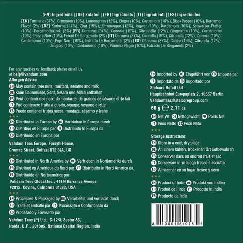 VAHDAM, Turmeric Spice Herbal Tea Bags (30 Count) Caffeine Free, Non GMO, Gluten Free | 100% Pure Herbal Tisane - Savory & Spicy | Individually Wr...