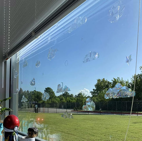 STICKERGURU,16 Pieces Cloud Window Clings - Anti-Collision Window Decals to Save Birds from Window Collisions,Non Adhesive Prismatic Vinyl Window ...