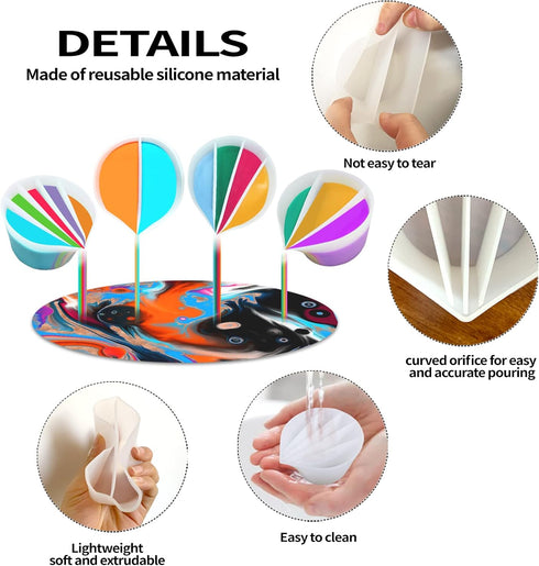 4 Pcs Split Cups for Paint Pouring with 2-5 Channels Resin molds Silicone Resin Mixing Cups Pour Painting Supplies Acrylic Paint Pouring DIY Makin...