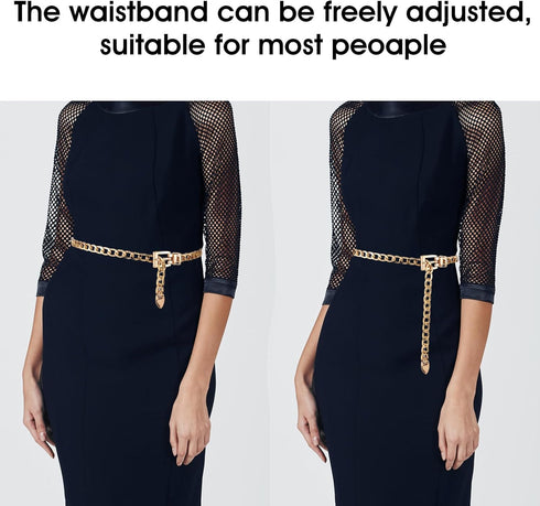Chain Belt for Women Girls Adjustable Gold Metal Waist Chain Chunky Chain Belts for Dress Jeans...