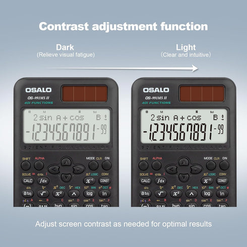 OSALO Scientific Calculator 401 Function 10+2 Digits Display Solar Battery Calculators Fraction Statistics Integral for Middle and High School Col...