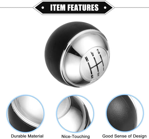 5 Speed Manual Gear Shift Knob Compatible for Mini R50 R53 2000-2006 for Mini Cabrio R52 2002-2008, Durable Plastic Black Silver Tone...