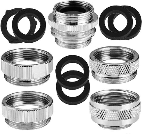 Faucet Adapter Kit, 5PCS Kitchen Sink Brass Aerator Adapter Set Male Female Sink Faucet Adapter for Garden Hose, Water Filter, Standard Hose via D...