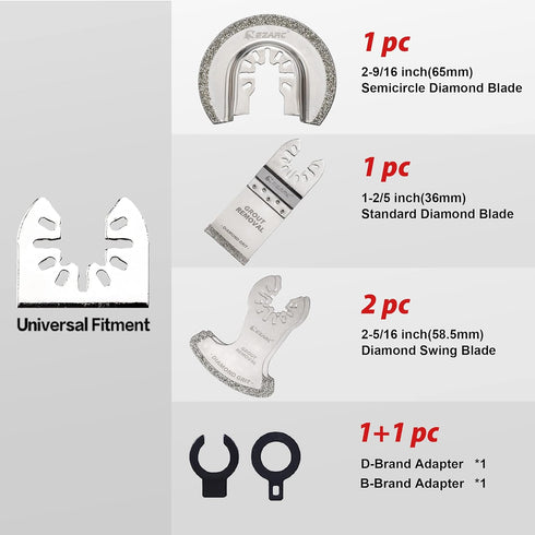 EZARC Diamond Oscillating Tool Blade Set, Multi Tool Mortar Cutting Saw Blades Precise for Grout Removal, 4-Pack...