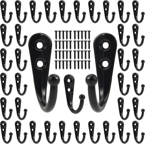 Wall Hooks for Hanging, 40 Pack Black Small Coat Hooks with 80 Screws, Heavy Duty Single Prong Wall Hooks for Keys, Cups,Towels,Bag and More...