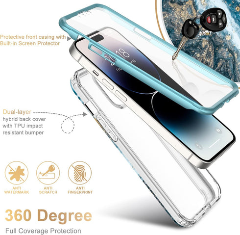 Esdot for iPhone 14 Pro Max Case with Built-in Screen Protector,Military Grade Rugged Cover with Fashionable Designs for Women Girls,Protective Ph...