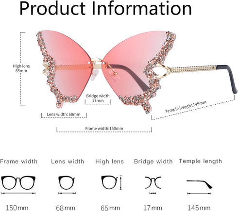 Butterfly Shaped Sunglasses with UV400 Protection Women Glasses for Party & Birthday (Gradient Pink)...