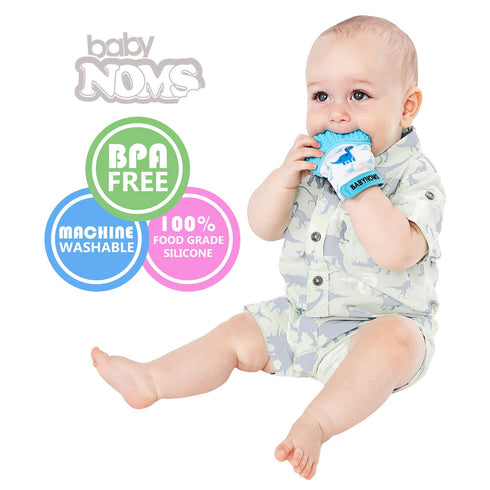 ® Teething Mitten | The Original Teething Paw | Safe Silicone Teething Toy or Teething Ring Provides Self-Soothing Teething Relief | Dino Blue Tee...