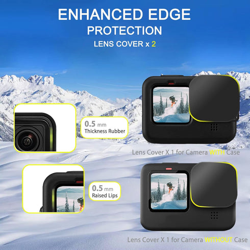 Accessories Kit for Go Pro Hero12/Hero11/Hero10/Hero9 Black,Carrying Case+Silicone Case with Rubber Lens Cover+Screen Protector+Battery Side Cover...